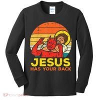 Brazilian Jiu Jitsu Jesus Jesus Has Your Back Kids Long Sleeve Shirt thumb 0