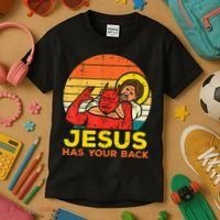 Brazilian Jiu Jitsu Jesus Jesus Has Your Back Kids T-Shirt thumb 3