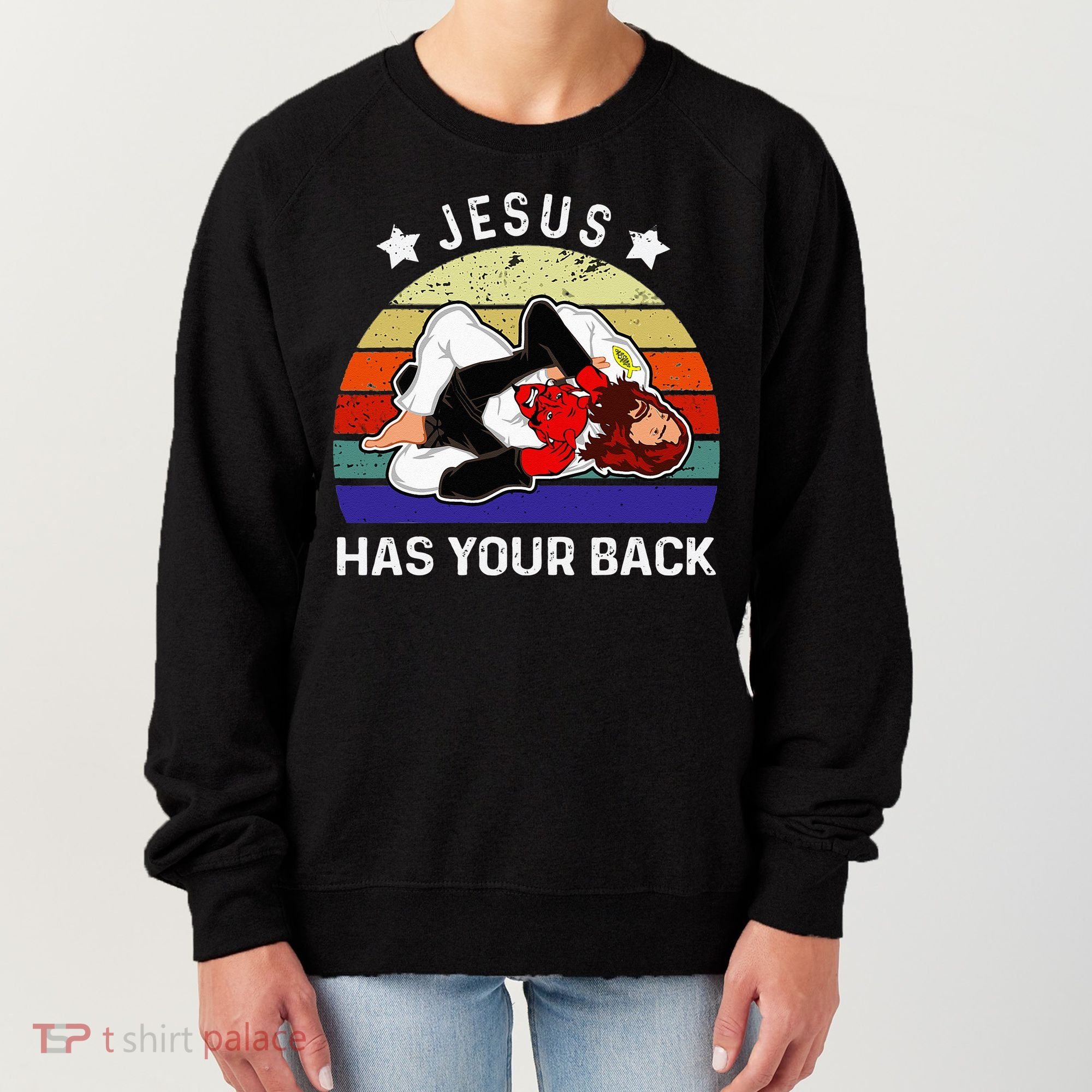 Brazilian Jiu Jitsu Jesus Jesus Has Your Back Women's Sweatshirt