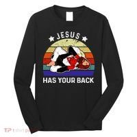 Brazilian Jiu Jitsu Jesus Jesus Has Your Back Long Sleeve Shirt thumb 0