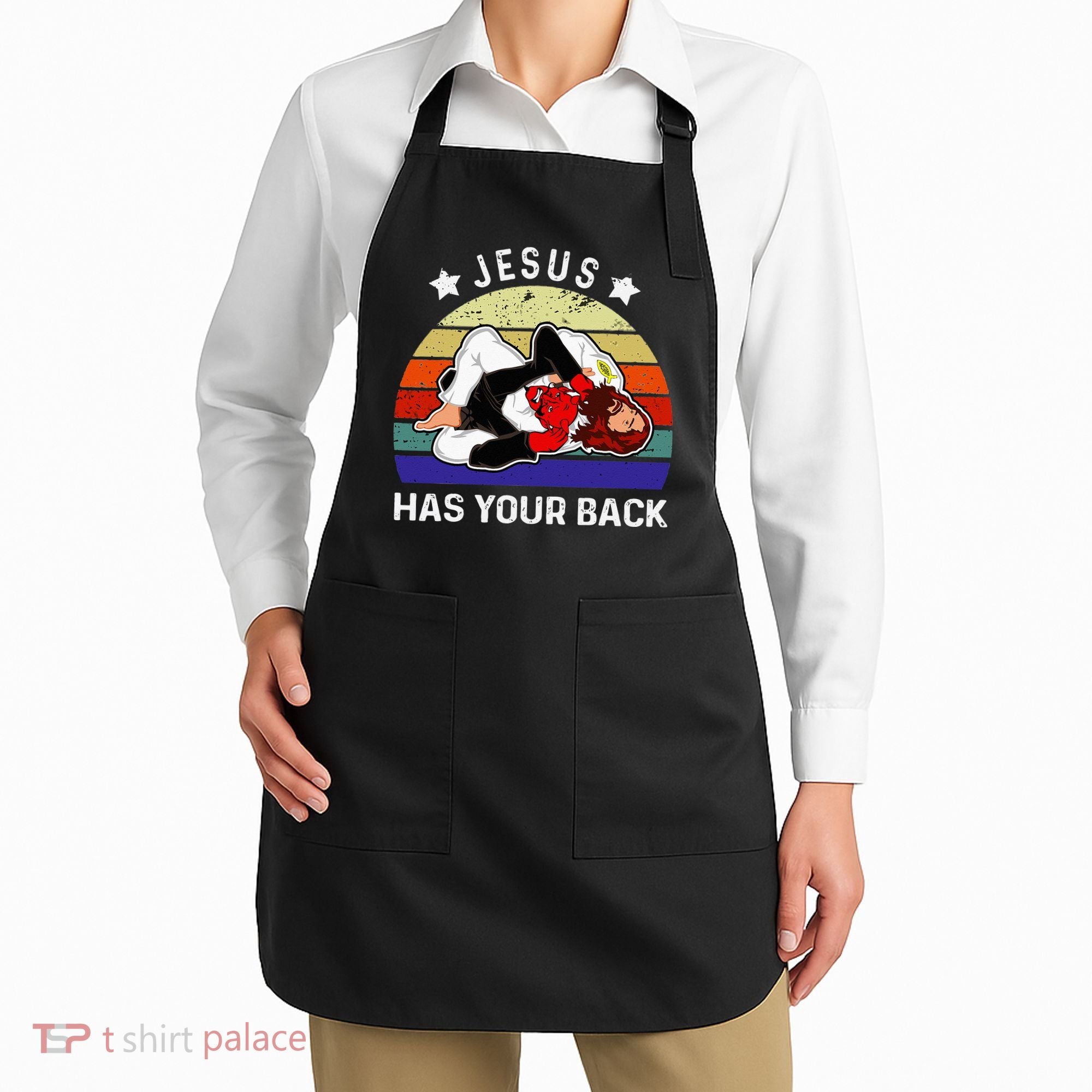 Brazilian Jiu Jitsu Jesus Jesus Has Your Back Apron