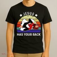 Brazilian Jiu Jitsu Jesus Jesus Has Your Back T-Shirt thumb 3