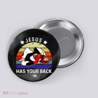 Brazilian Jiu Jitsu Jesus Jesus Has Your Back Button thumb 0