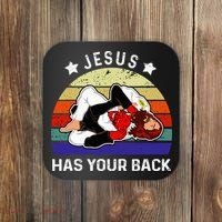 Brazilian Jiu Jitsu Jesus Jesus Has Your Back Coaster thumb 0