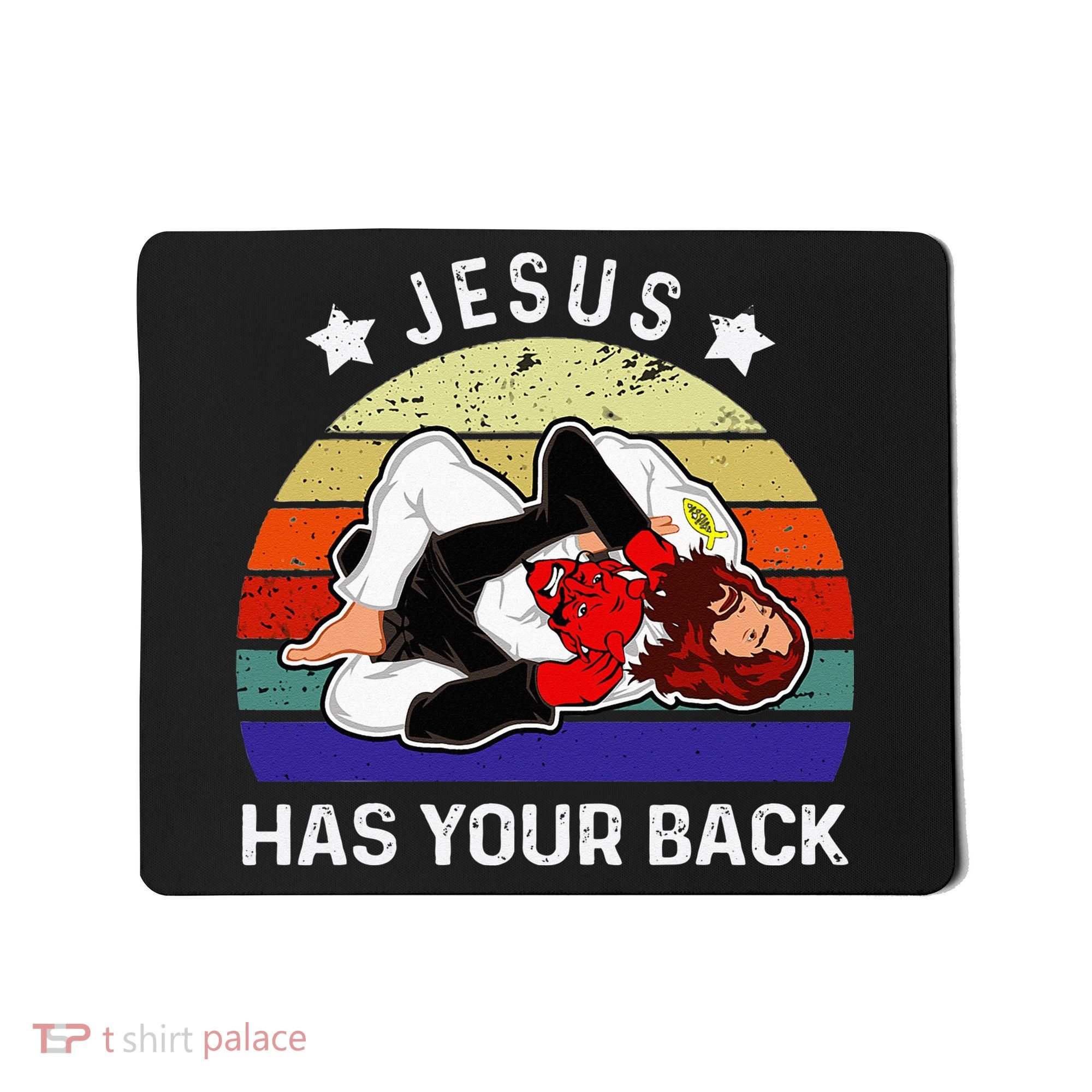 Brazilian Jiu Jitsu Jesus Jesus Has Your Back Mousepad
