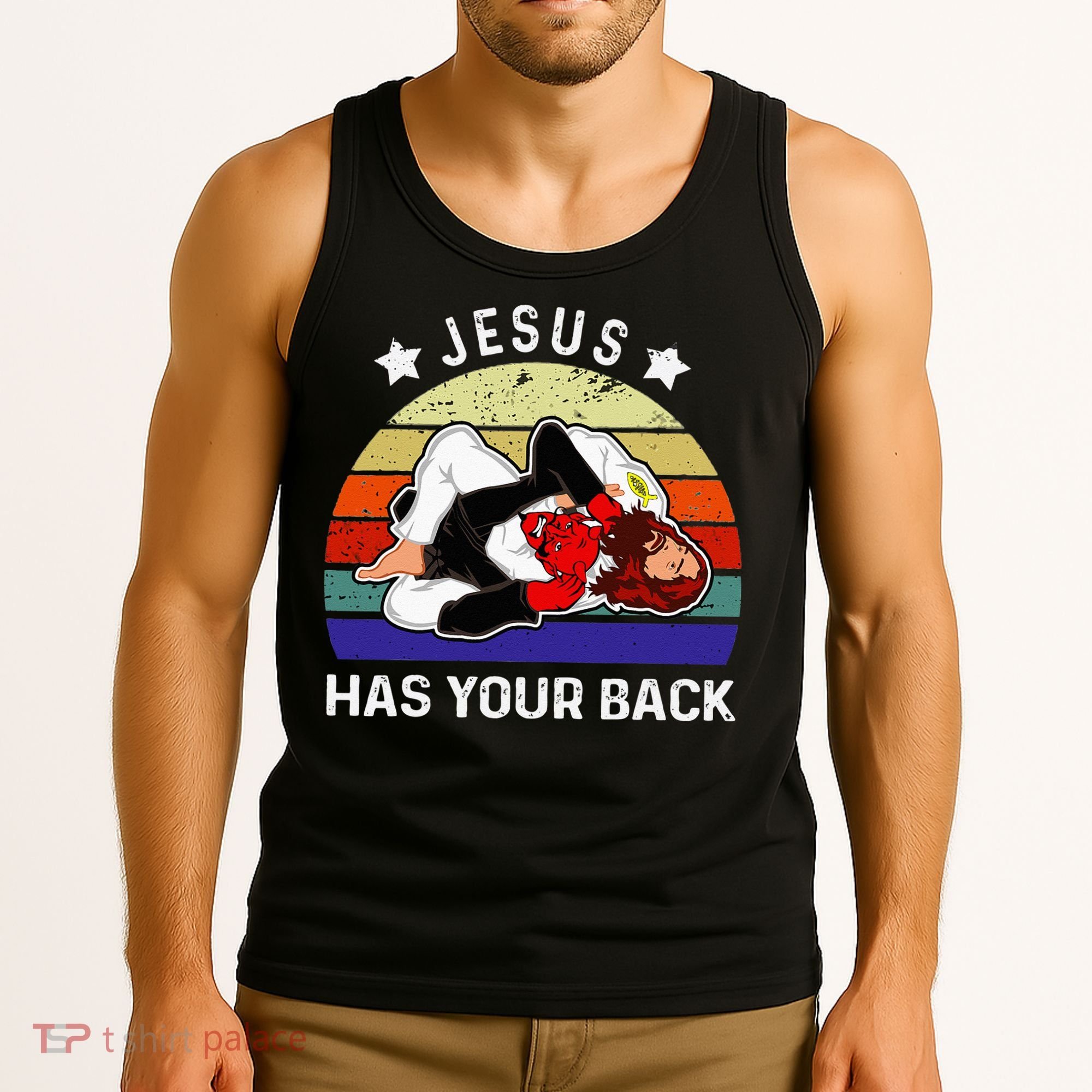 Brazilian Jiu Jitsu Jesus Jesus Has Your Back Tank Top