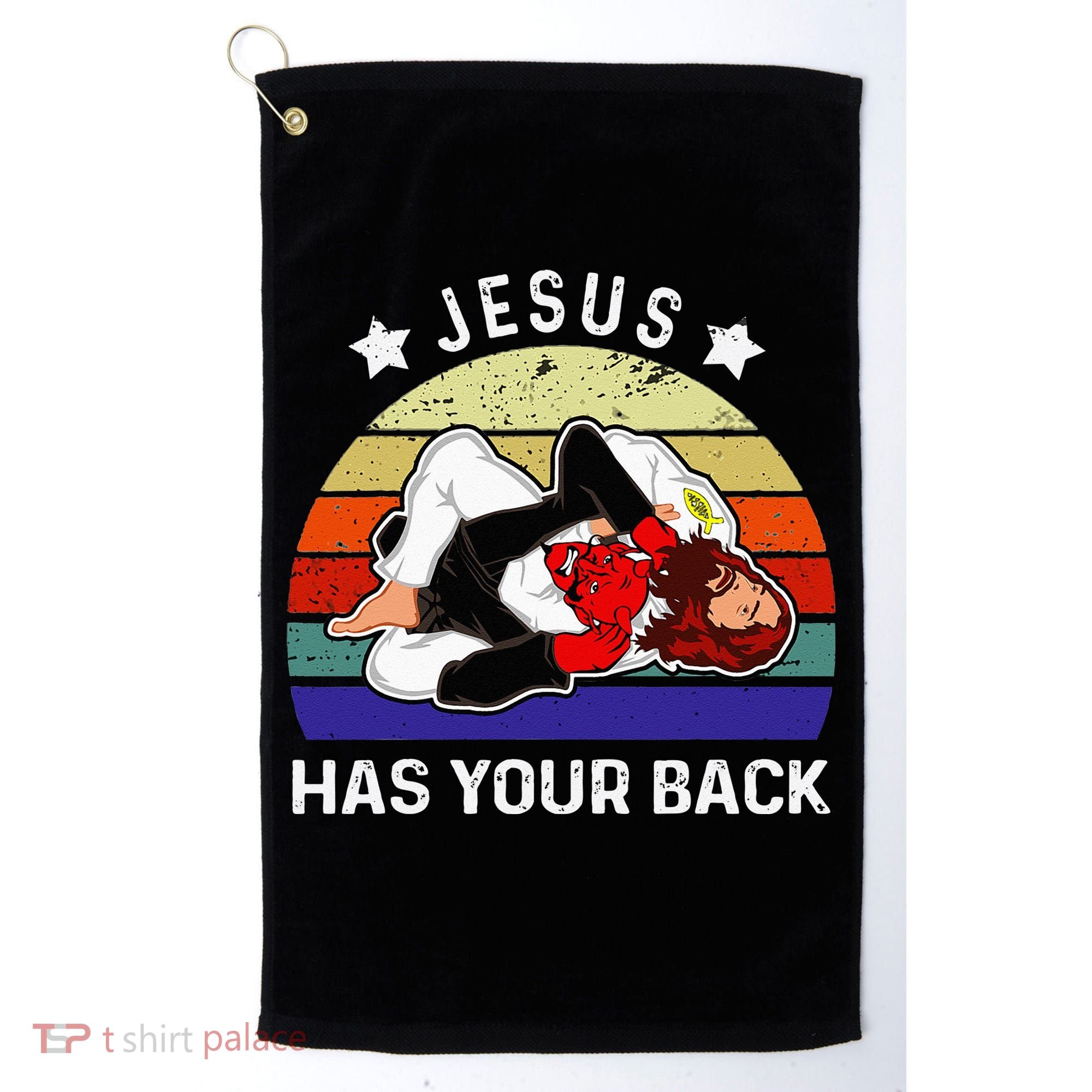 Brazilian Jiu Jitsu Jesus Jesus Has Your Back Golf Towel
