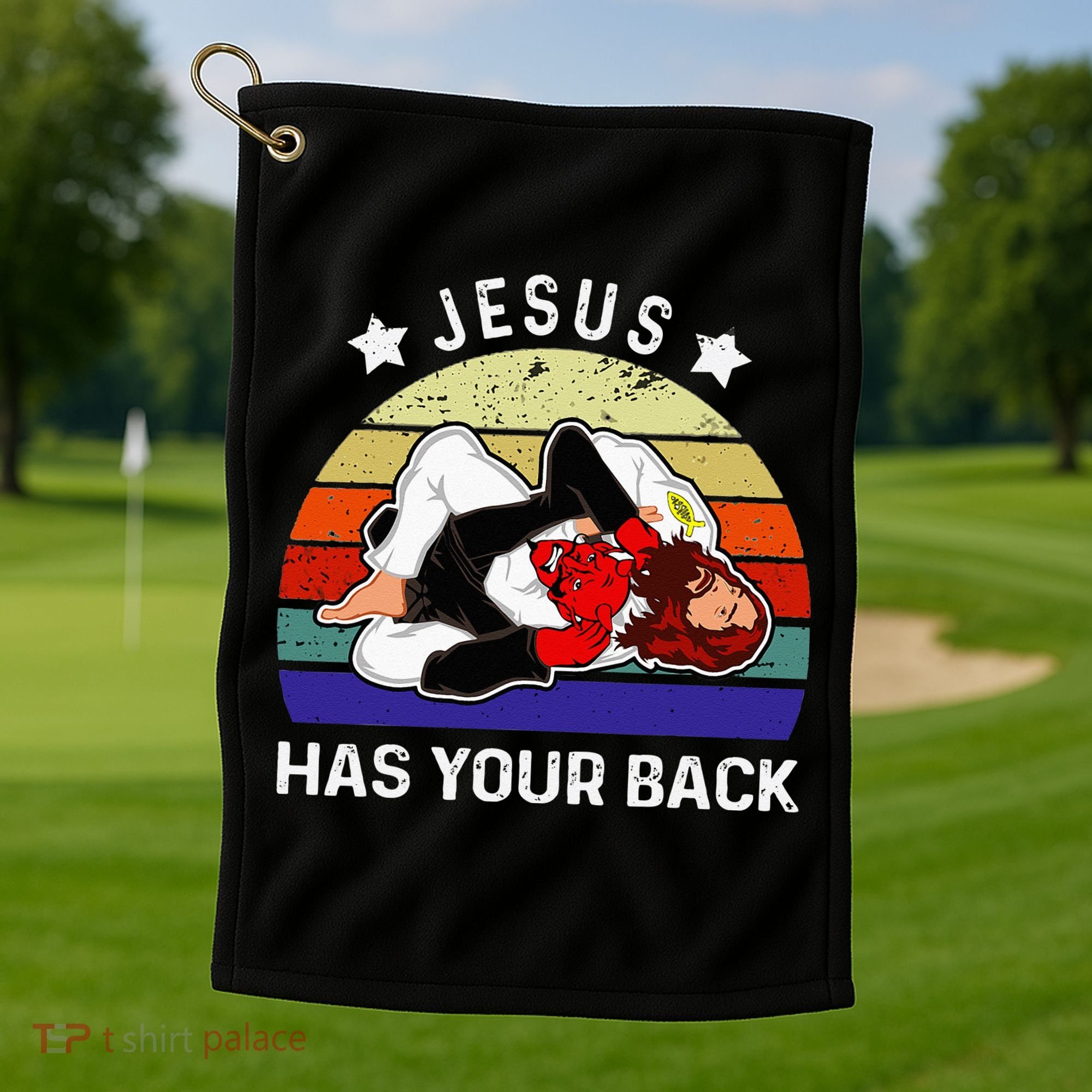 Brazilian Jiu Jitsu Jesus Jesus Has Your Back Golf Towel