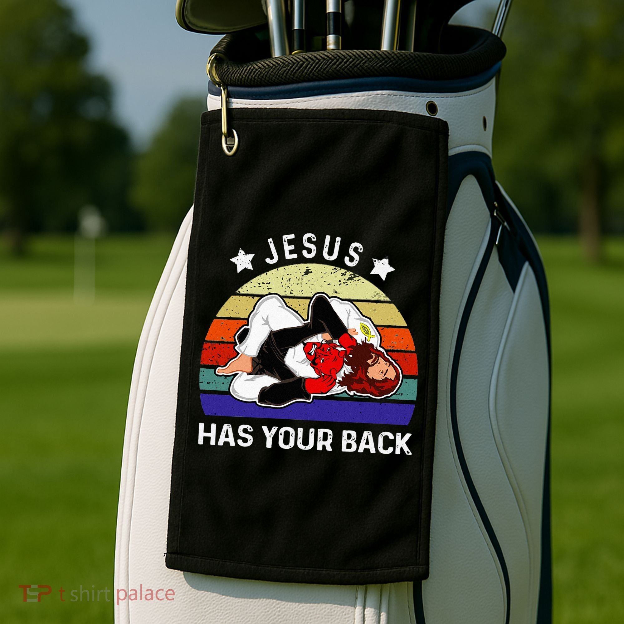 Brazilian Jiu Jitsu Jesus Jesus Has Your Back Golf Towel