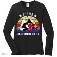 Brazilian Jiu Jitsu Jesus Jesus Has Your Back Women's Long Sleeve Shirt thumb 0