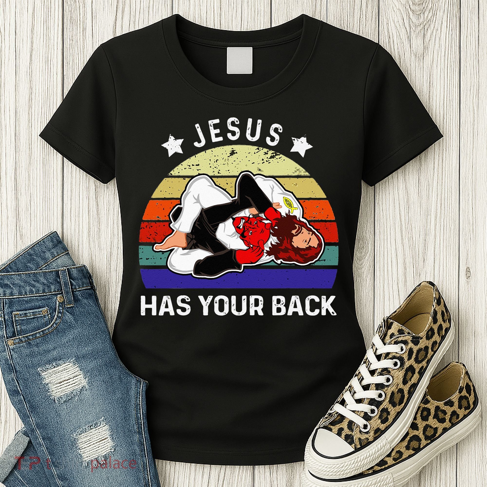 Brazilian Jiu Jitsu Jesus Jesus Has Your Back Women's T-Shirt