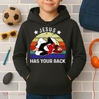 Brazilian Jiu Jitsu Jesus Jesus Has Your Back Kids Hoodie thumb 2