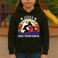 Brazilian Jiu Jitsu Jesus Jesus Has Your Back Kids Hoodie thumb 3