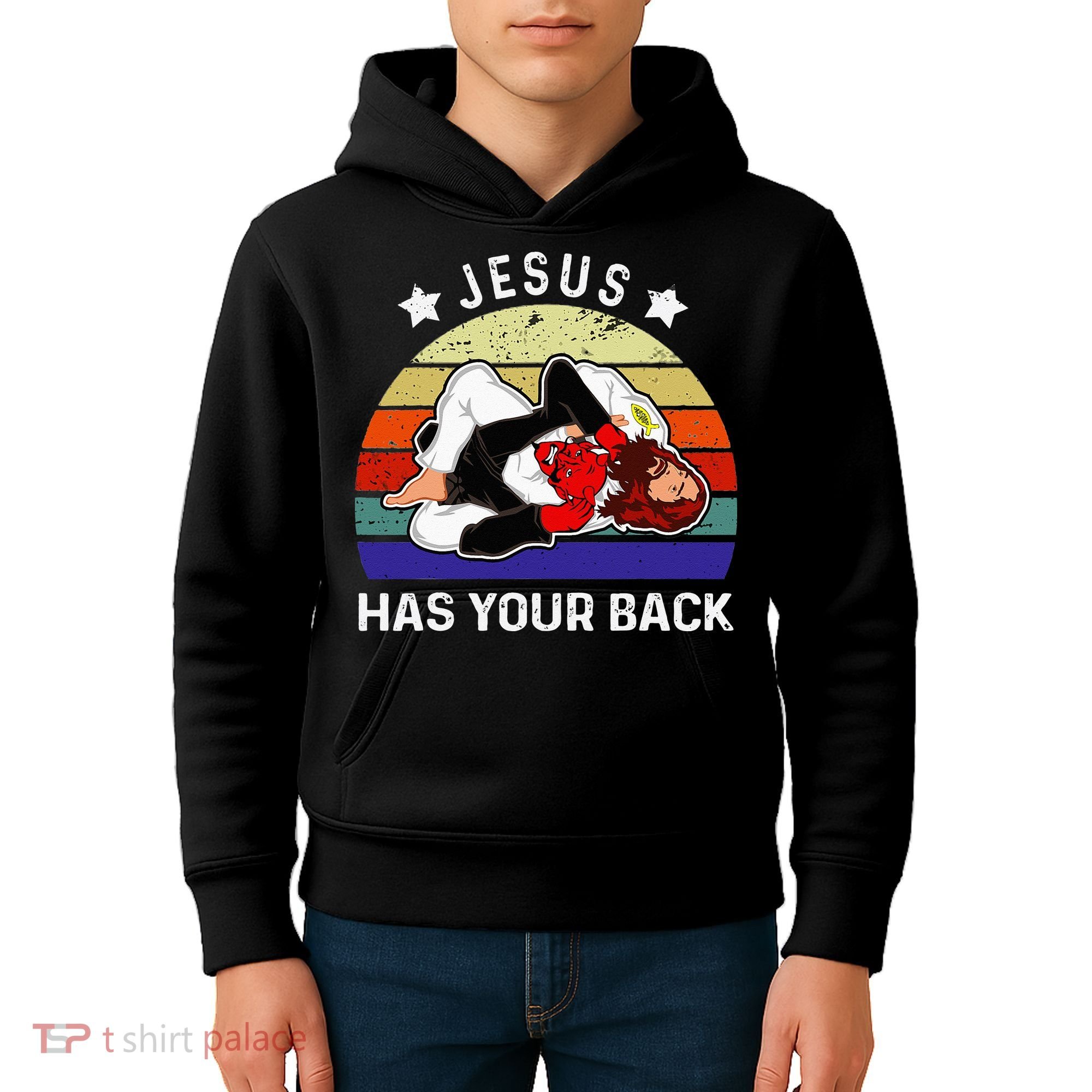 Brazilian Jiu Jitsu Jesus Jesus Has Your Back Kids Hoodie