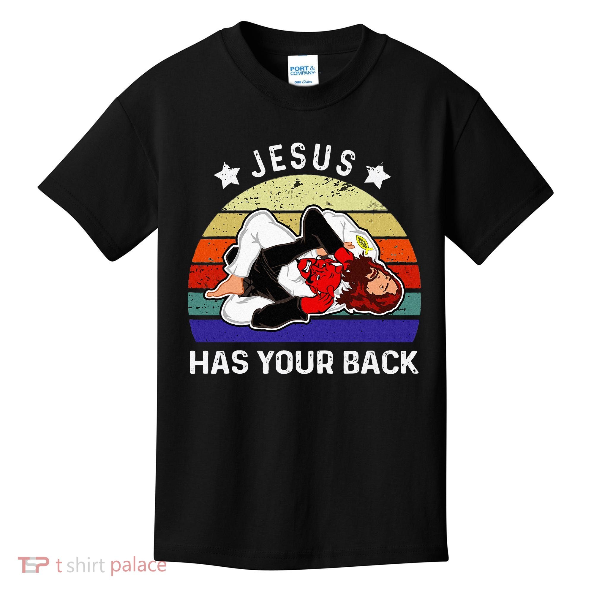 Brazilian Jiu Jitsu Jesus Jesus Has Your Back Kids T-Shirt