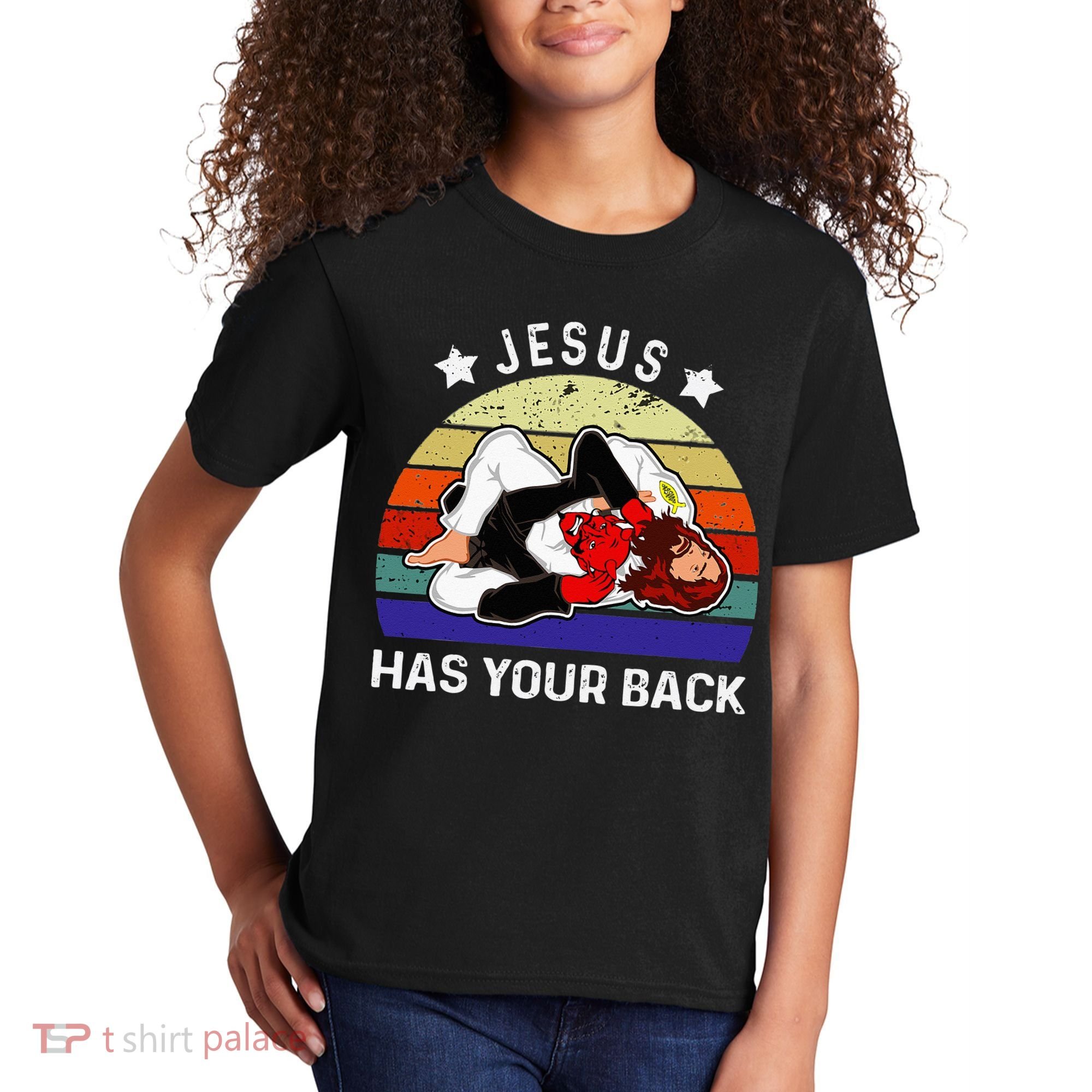 Brazilian Jiu Jitsu Jesus Jesus Has Your Back Kids T-Shirt