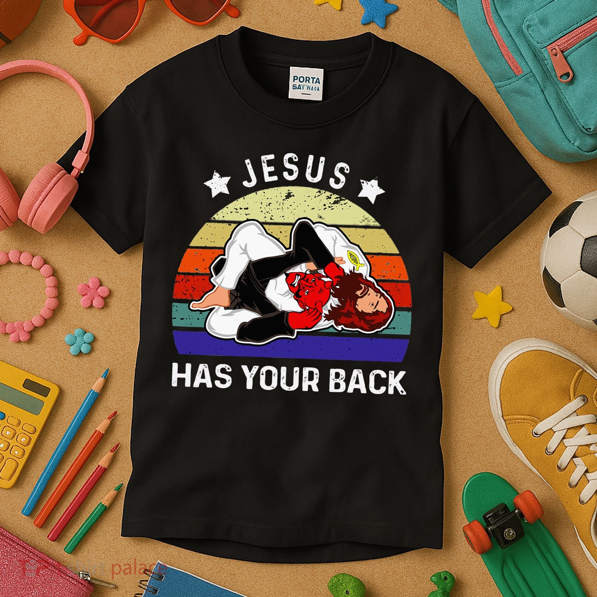 Brazilian Jiu Jitsu Jesus Jesus Has Your Back Kids T-Shirt