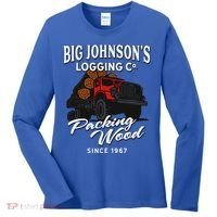 Big JohnsonS Logging Co. Packing Wood Funny Logger Women's Long Sleeve Shirt thumb 0