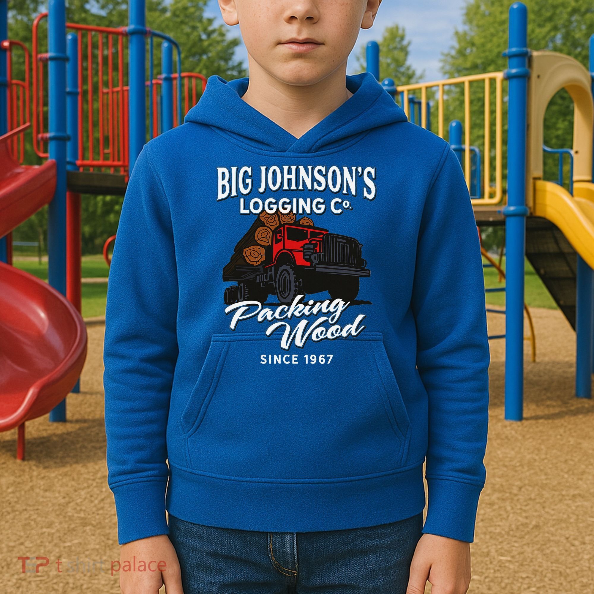 Big JohnsonS Logging Co. Packing Wood Funny Logger Kids Hoodie