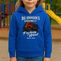 Big JohnsonS Logging Co. Packing Wood Funny Logger Kids Hoodie thumb 3