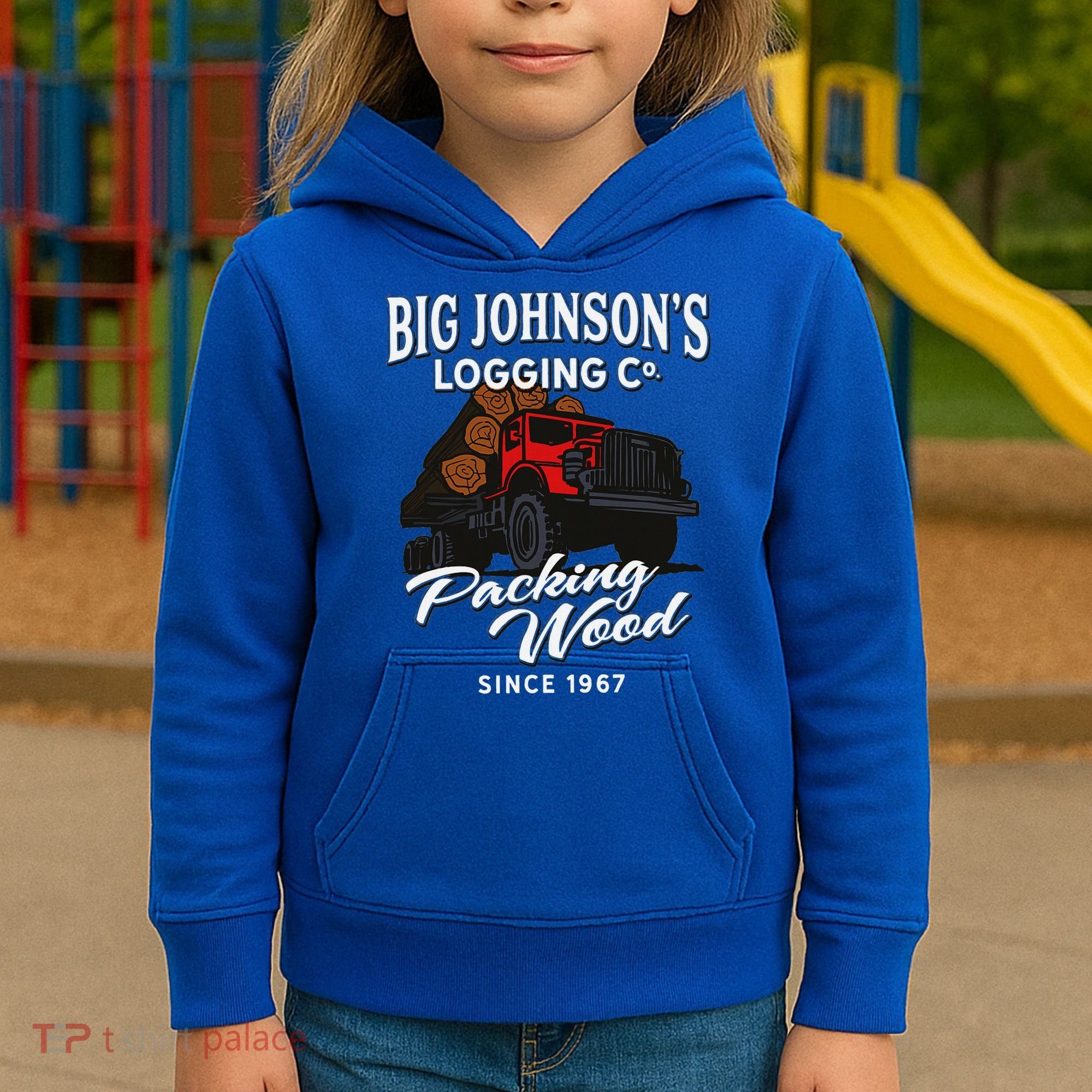 Big JohnsonS Logging Co. Packing Wood Funny Logger Kids Hoodie
