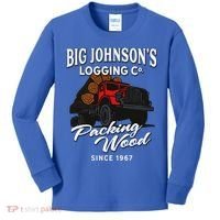Big JohnsonS Logging Co. Packing Wood Funny Logger Kids Long Sleeve Shirt thumb 0