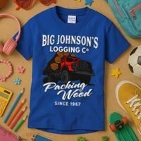 Big JohnsonS Logging Co. Packing Wood Funny Logger Kids T-Shirt thumb 3