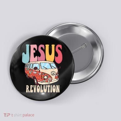 Boho Jesus Revolution, Christian Faith Based Jesus Costume Button