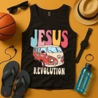 Boho Jesus Revolution, Christian Faith Based Jesus Costume Tank Top thumb 4