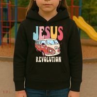 Boho Jesus Revolution, Christian Faith Based Jesus Costume Kids Hoodie thumb 3