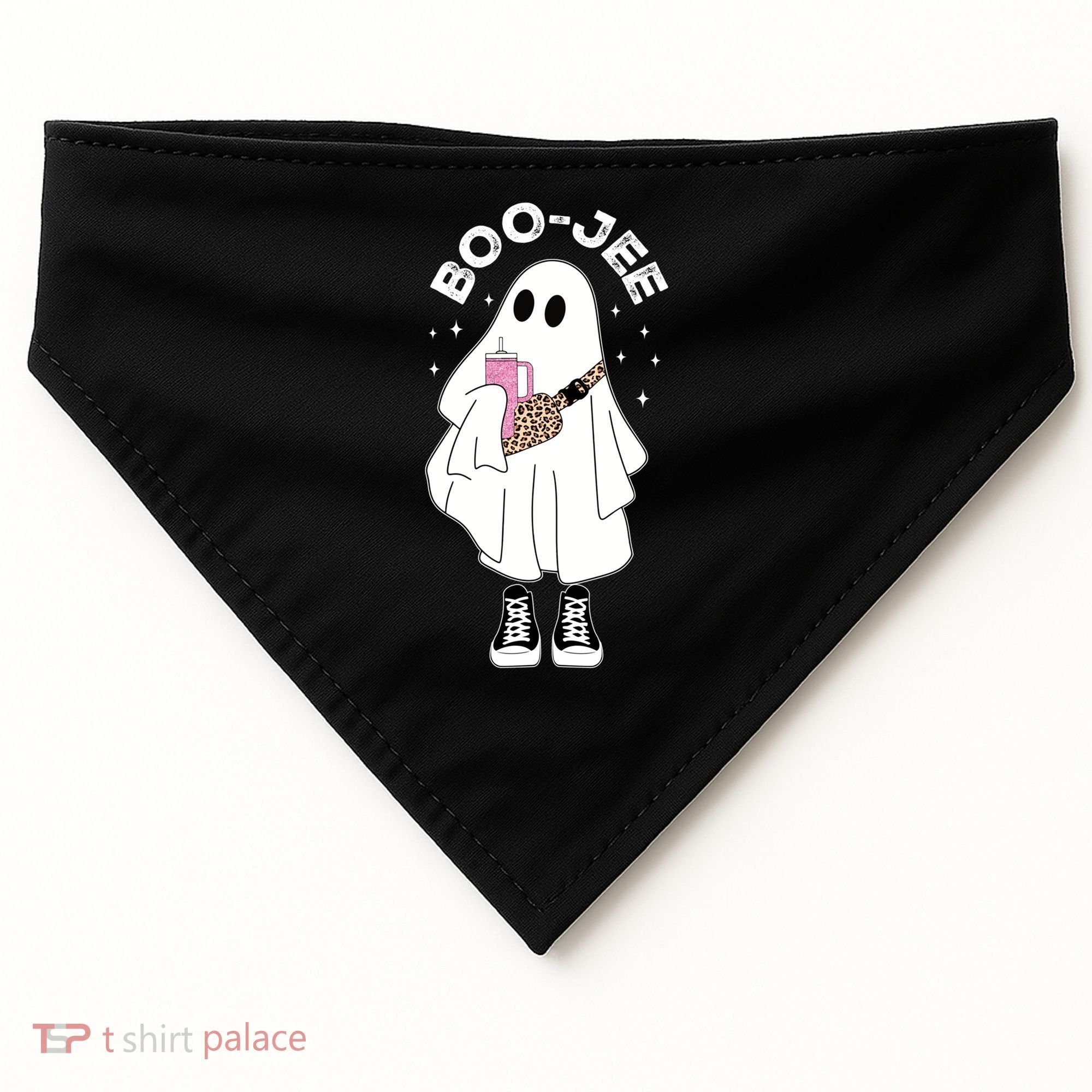 Boo Jee Spooky Season Cute Ghost Halloween Costume Boujee USA-Made Doggie Bandana