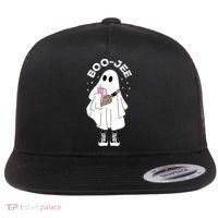Boo Jee Spooky Season Cute Ghost Halloween Costume Boujee Flat Bill Trucker Hat thumb 0