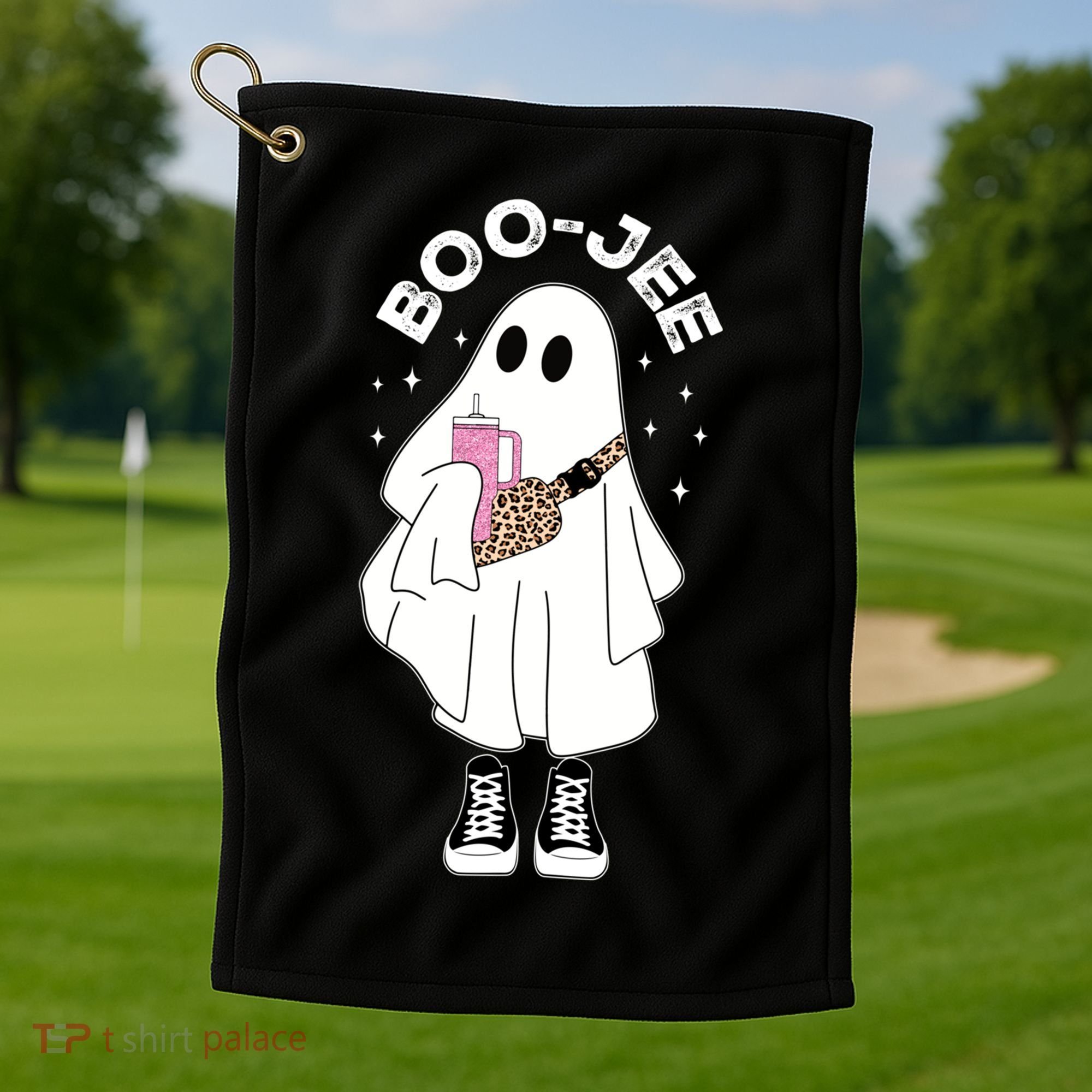 Boo Jee Spooky Season Cute Ghost Halloween Costume Boujee Golf Towel