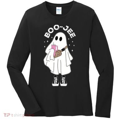 Boo Jee Spooky Season Cute Ghost Halloween Costume Boujee Women's Long Sleeve Shirt