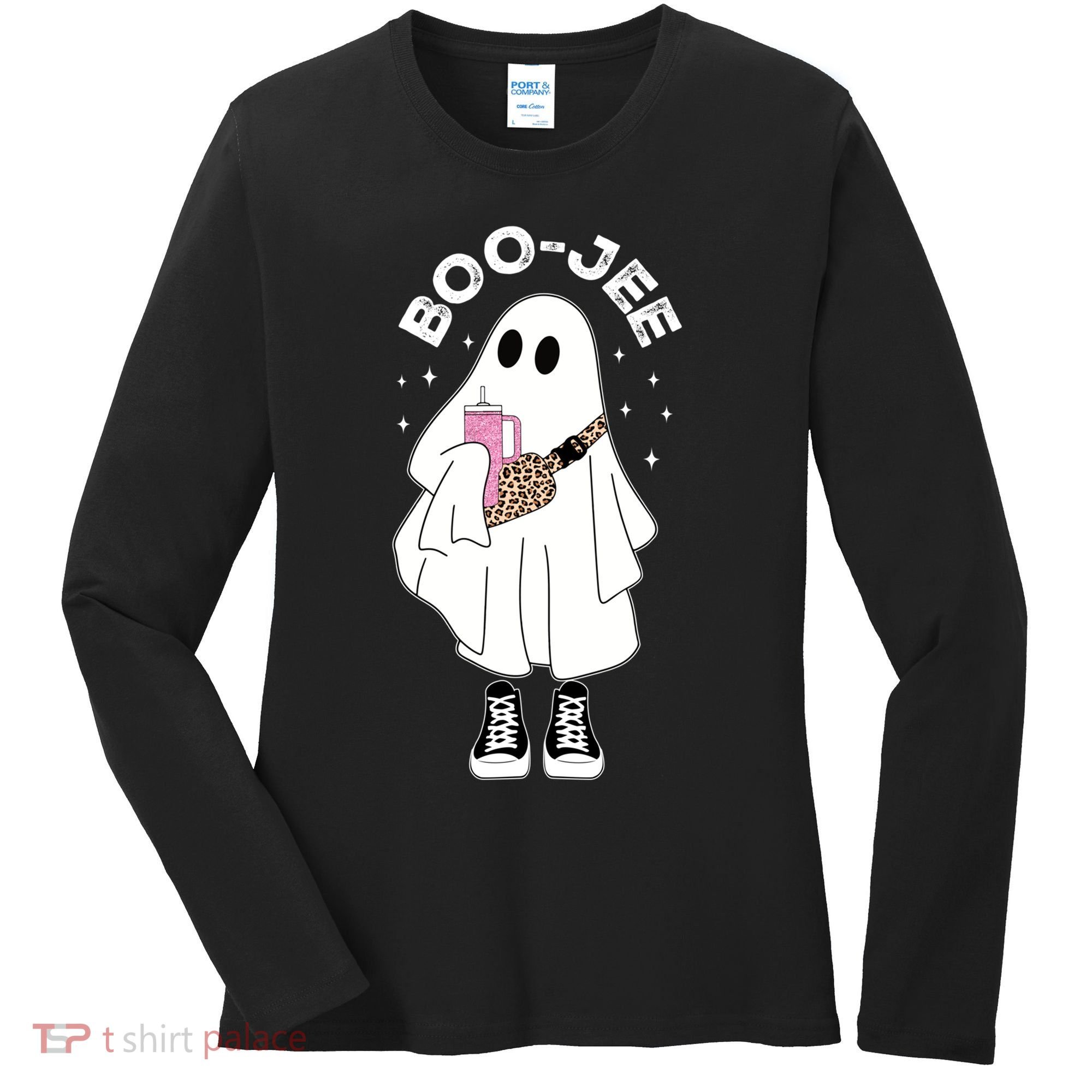 Boo Jee Spooky Season Cute Ghost Halloween Costume Boujee Women's Long Sleeve Shirt