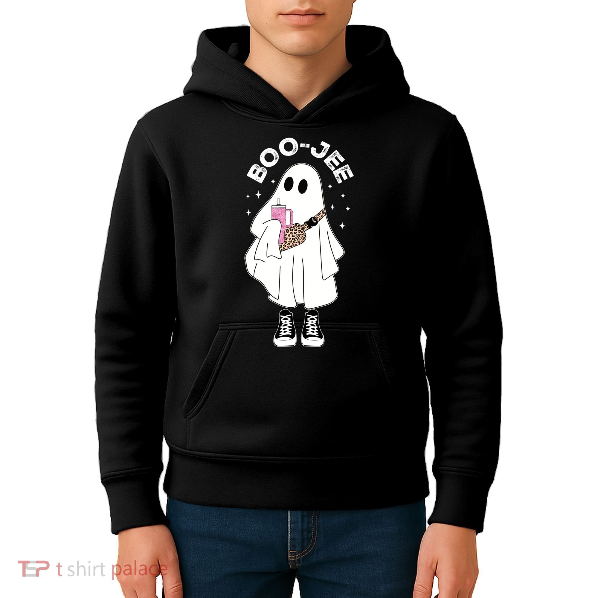 Boo Jee Spooky Season Cute Ghost Halloween Costume Boujee Kids Hoodie