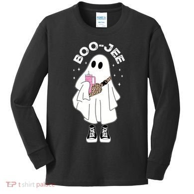 Boo Jee Spooky Season Cute Ghost Halloween Costume Boujee Kids Long Sleeve Shirt