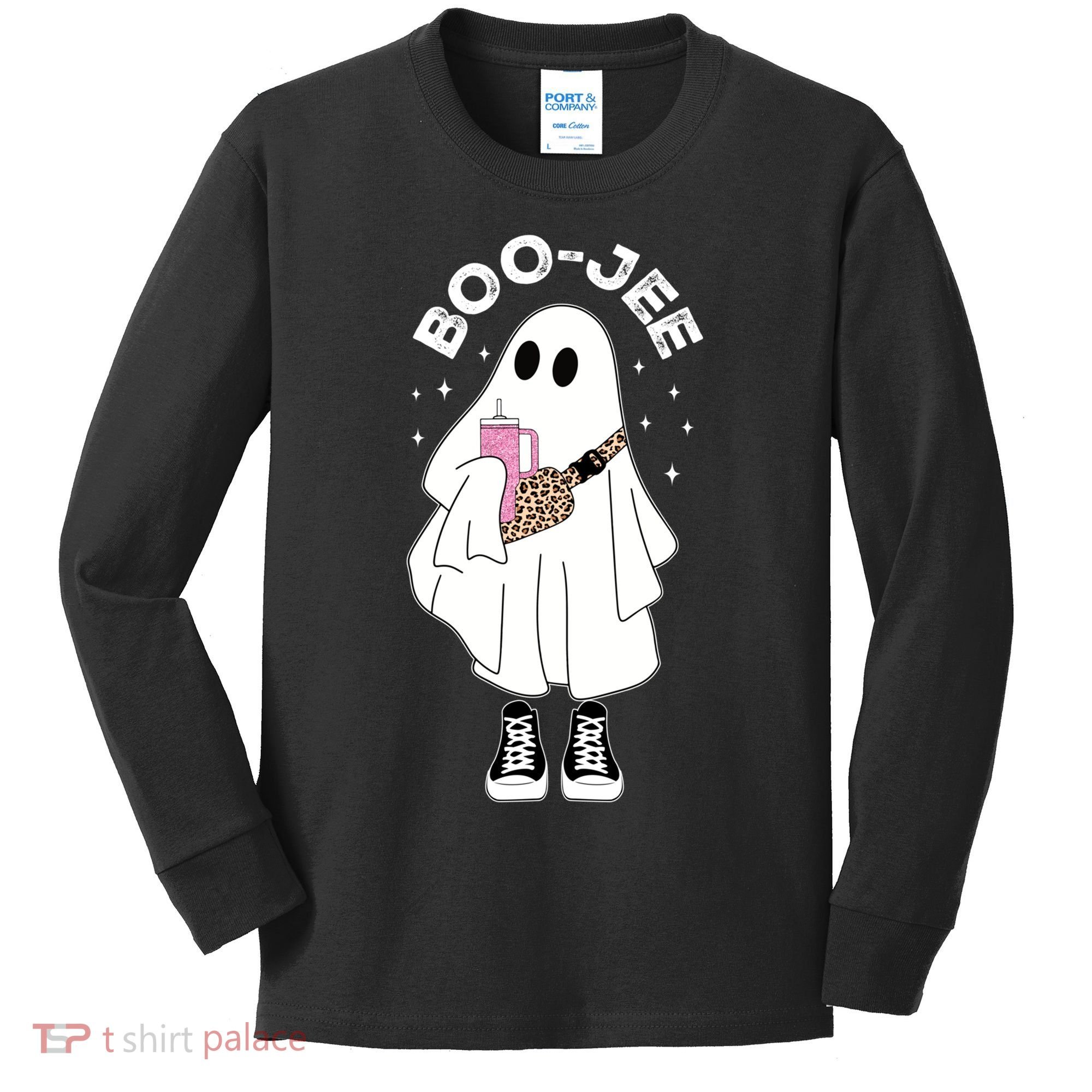Boo Jee Spooky Season Cute Ghost Halloween Costume Boujee Kids Long Sleeve Shirt