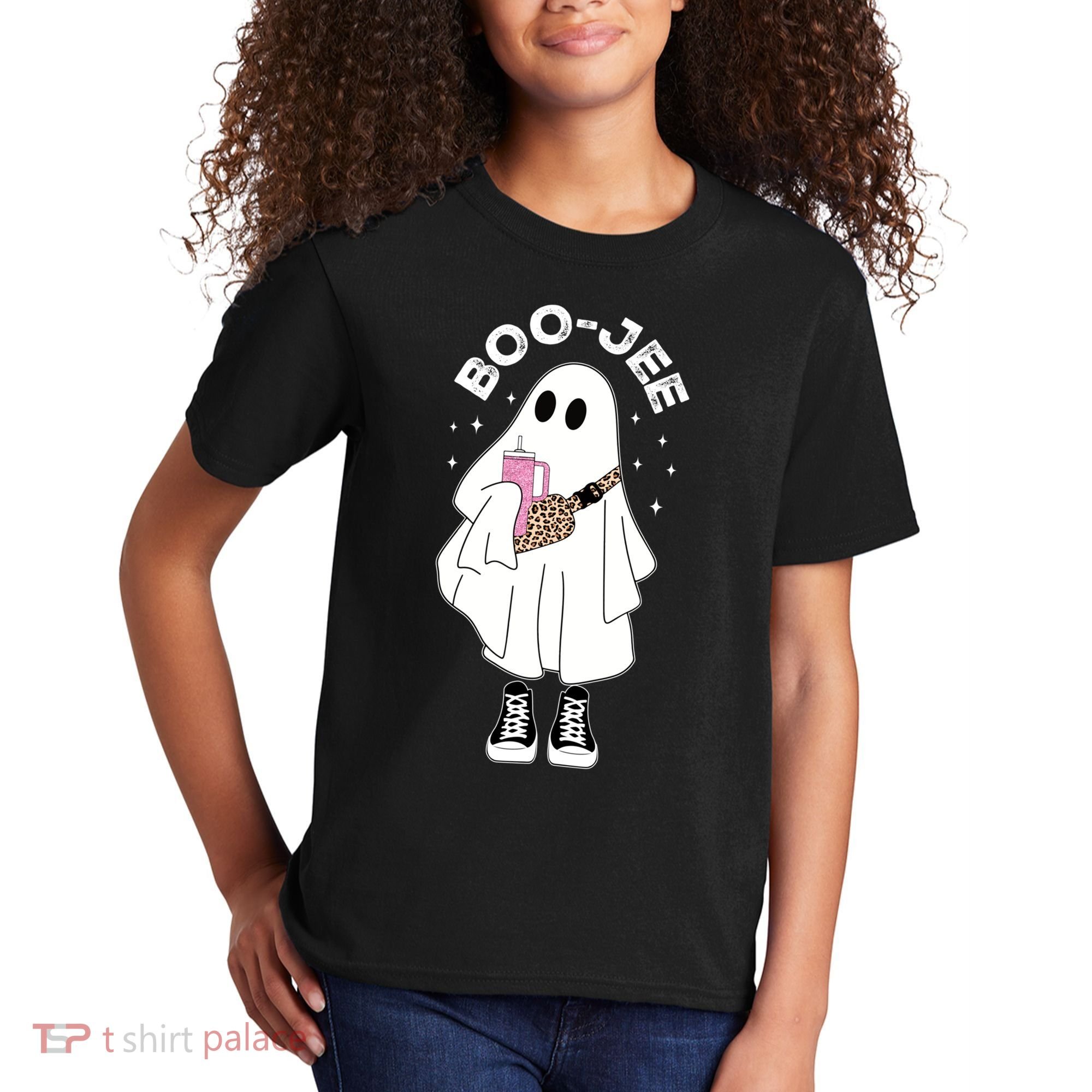 Boo Jee Spooky Season Cute Ghost Halloween Costume Boujee Kids T-Shirt