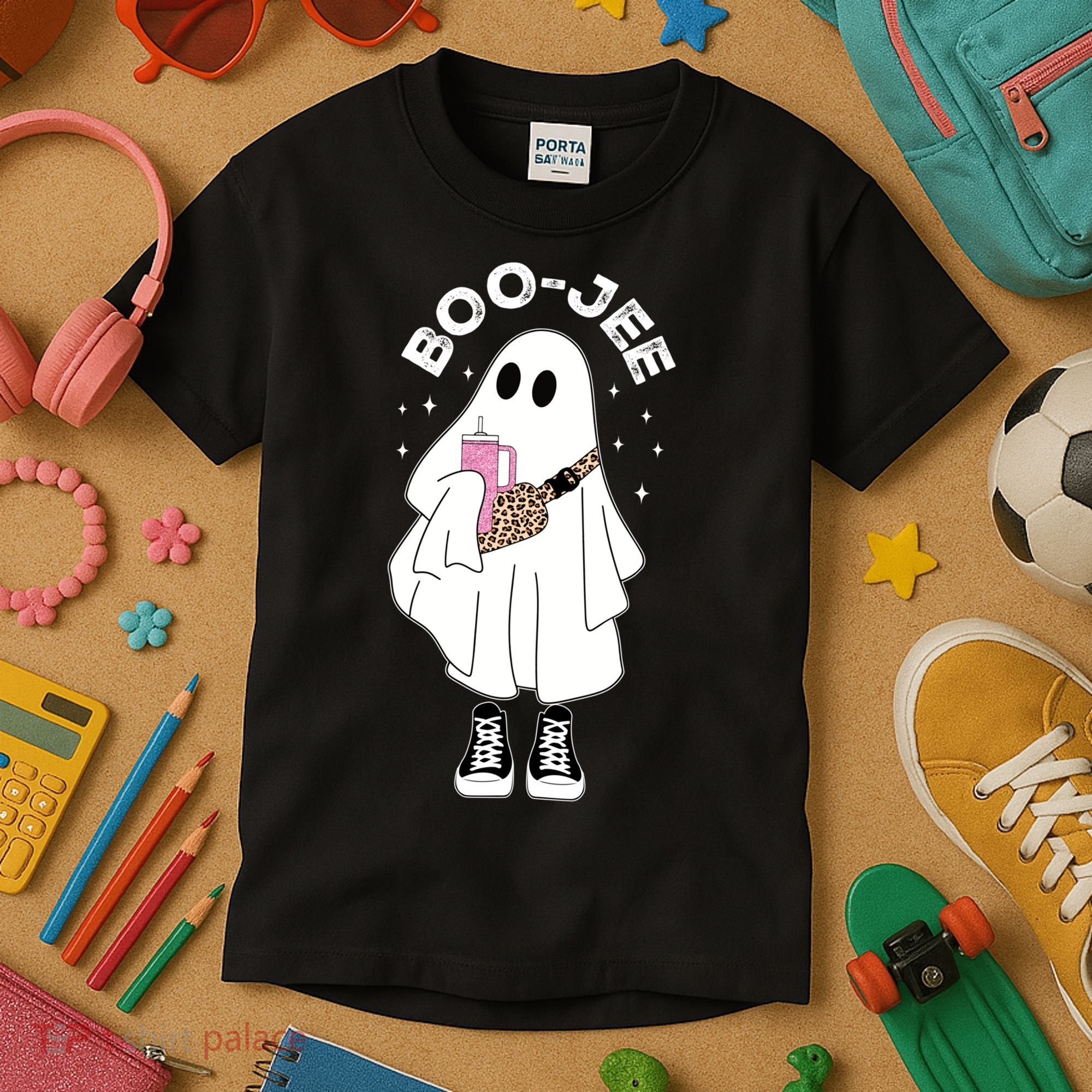 Boo Jee Spooky Season Cute Ghost Halloween Costume Boujee Kids T-Shirt