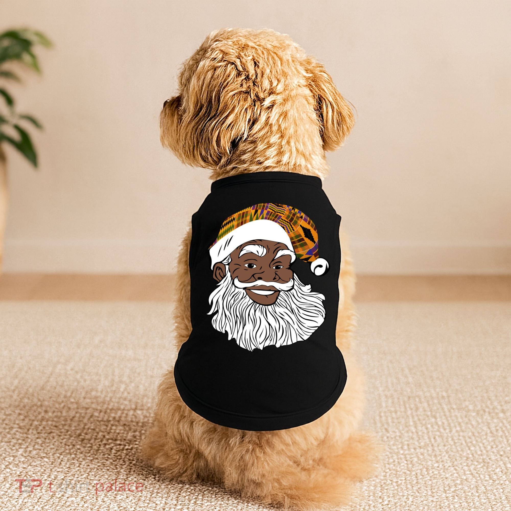 Black Jolly Santa African American Santa Kente Gift Doggie Tank