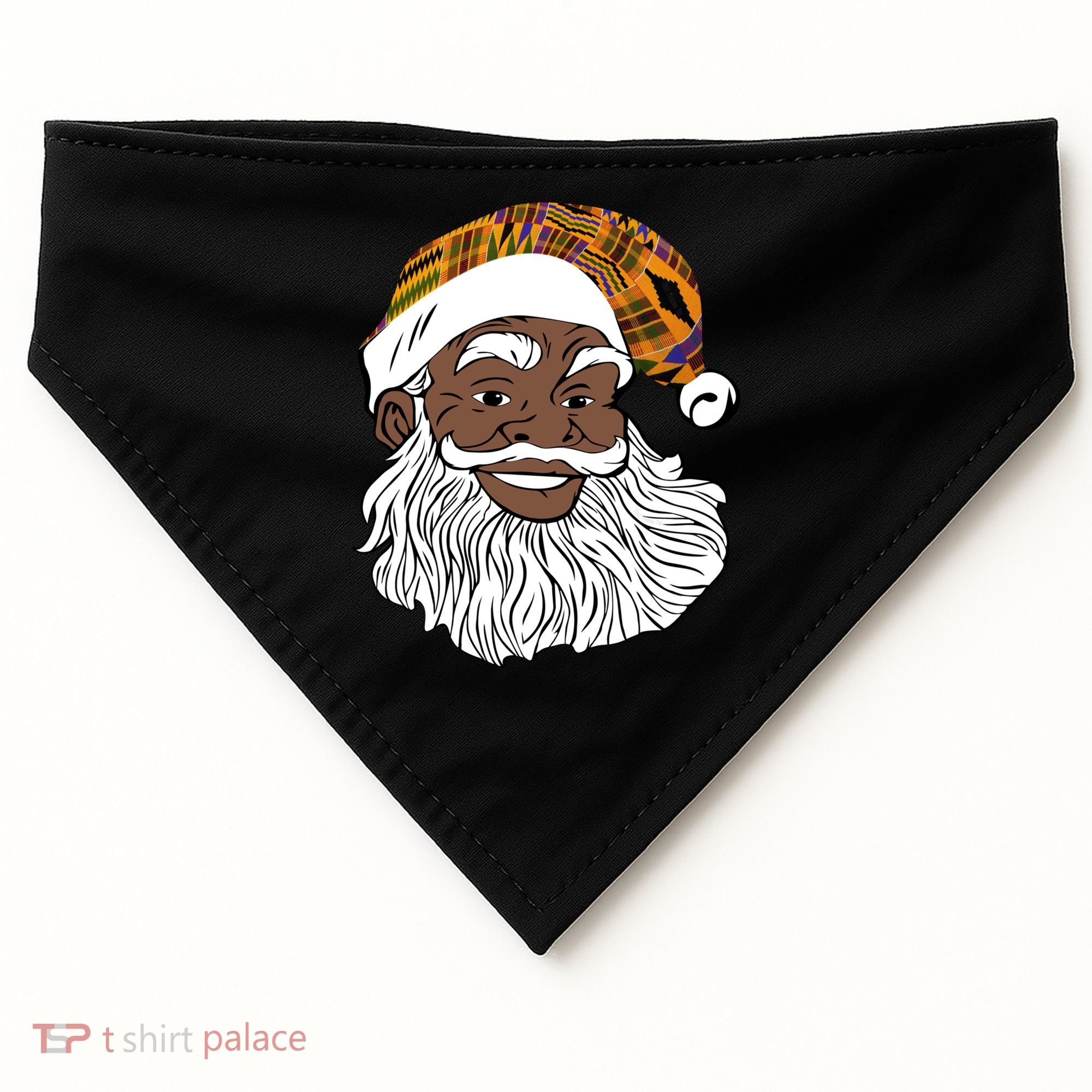 Black Jolly Santa African American Santa Kente Gift USA-Made Doggie Bandana
