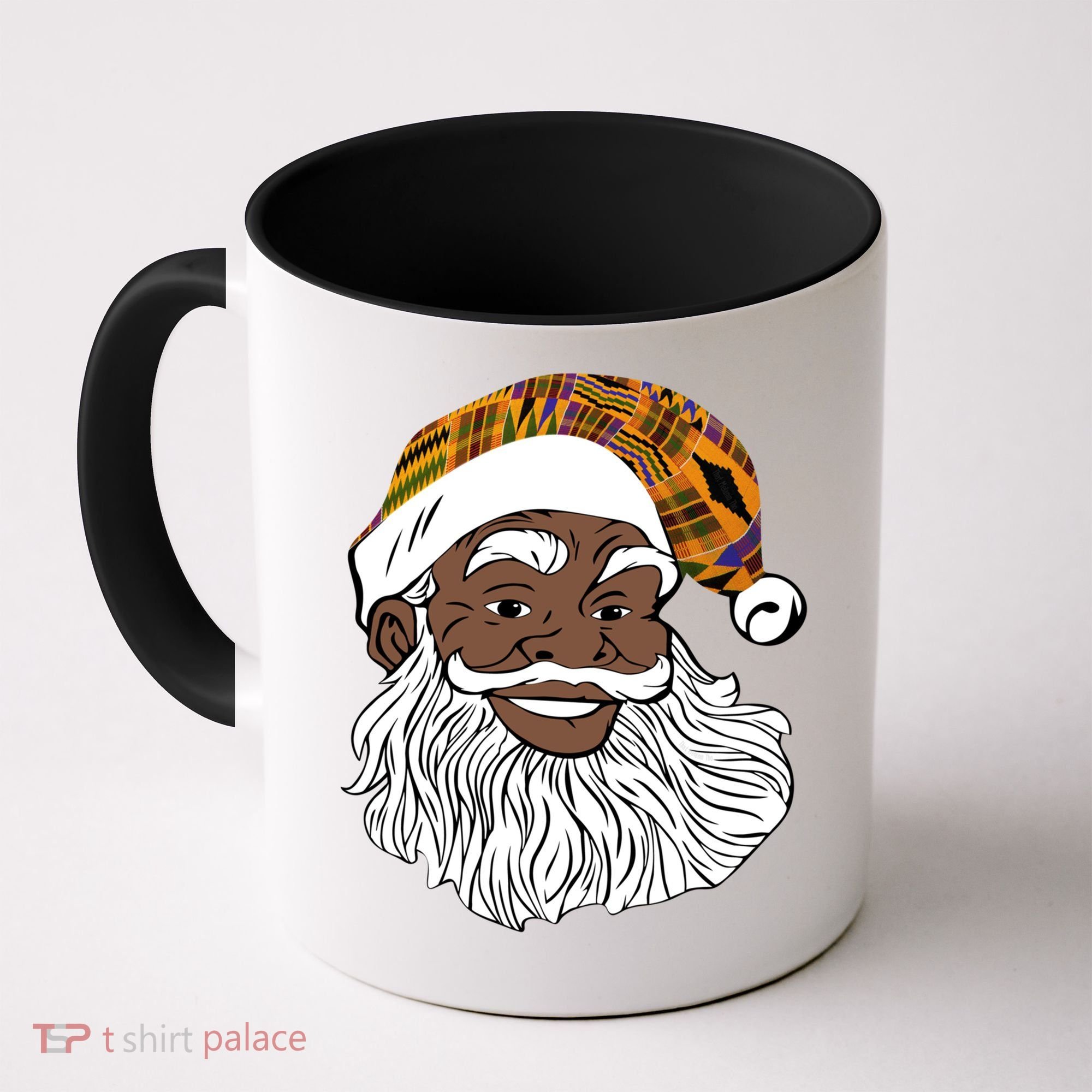 Black Jolly Santa African American Santa Kente Gift Coffee Mug