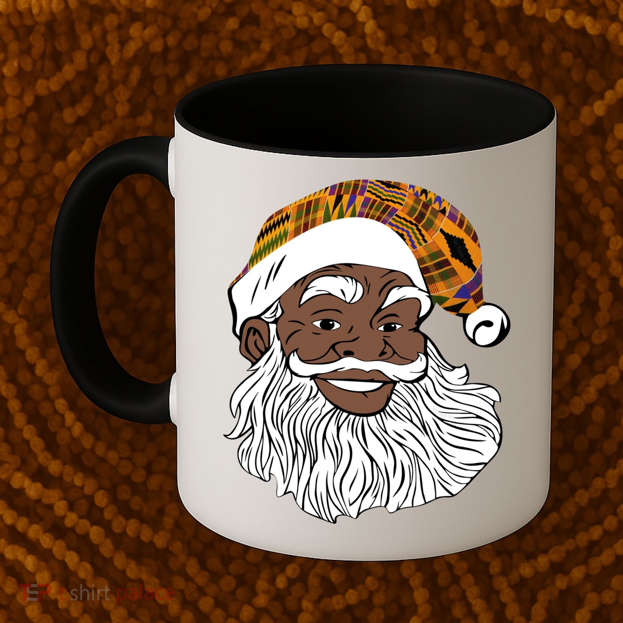 Black Jolly Santa African American Santa Kente Gift Coffee Mug