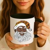 Black Jolly Santa African American Santa Kente Gift Coffee Mug thumb 3