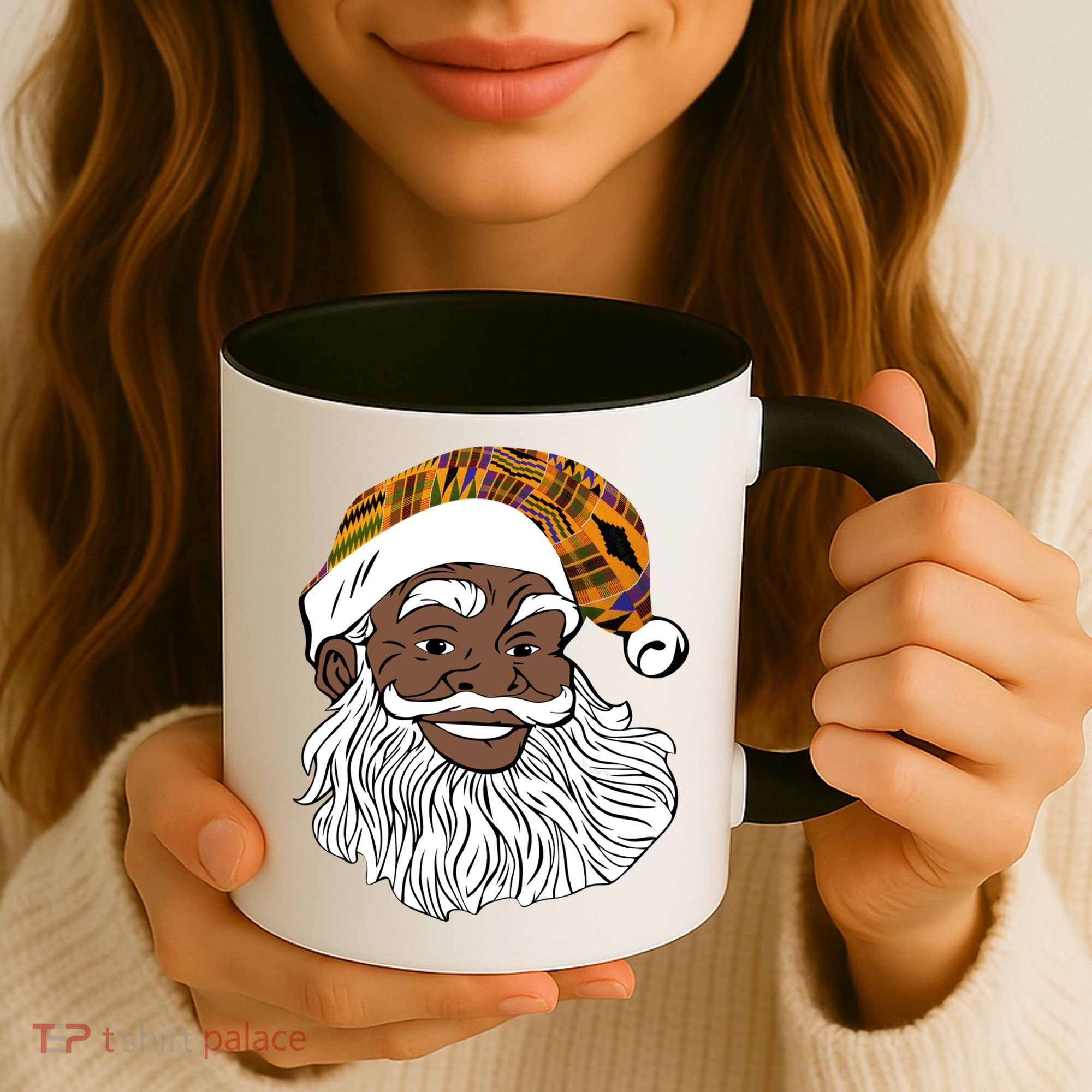 Black Jolly Santa African American Santa Kente Gift Coffee Mug
