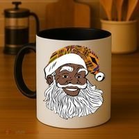 Black Jolly Santa African American Santa Kente Gift Coffee Mug thumb 4