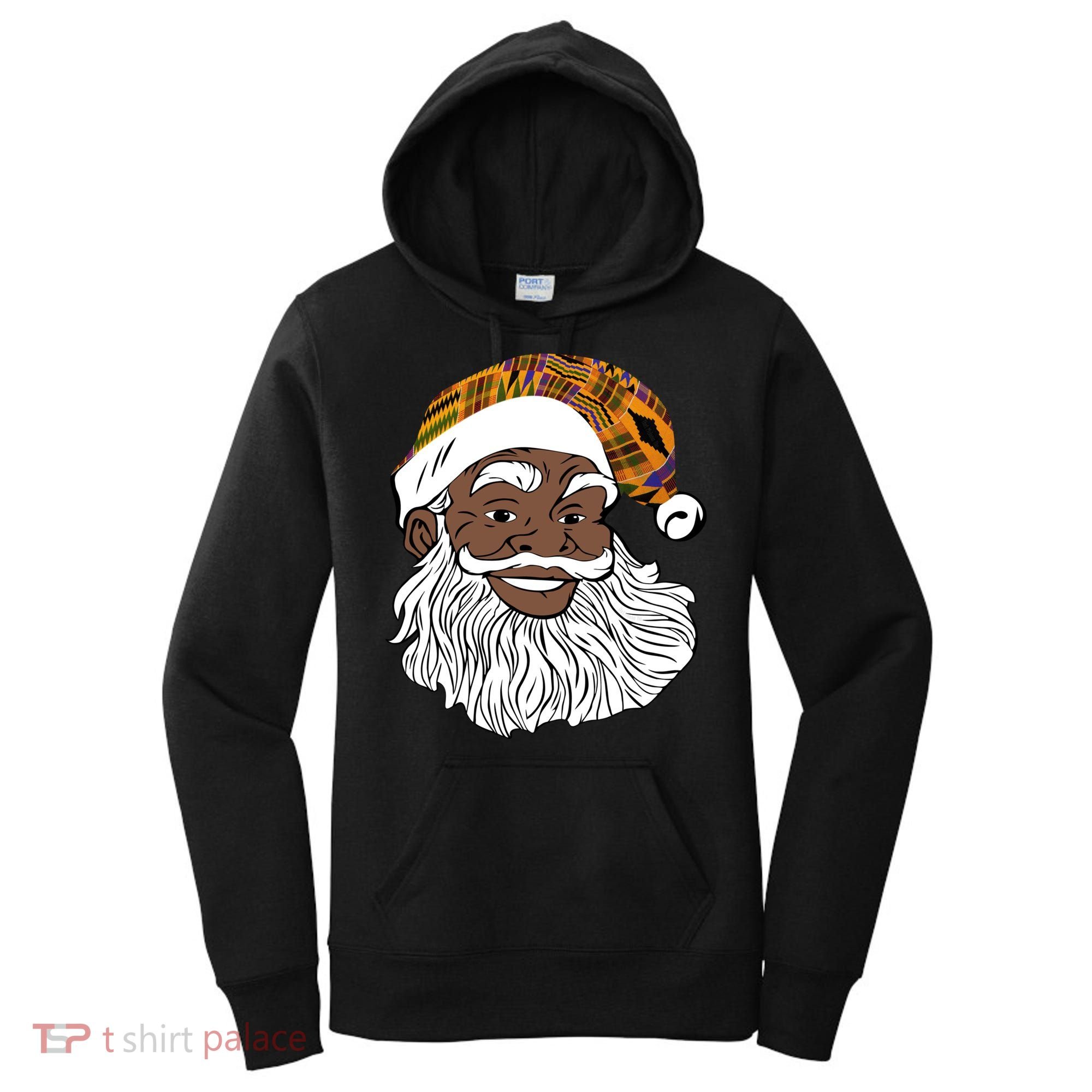 Black Jolly Santa African American Santa Kente Gift Women's Hoodie