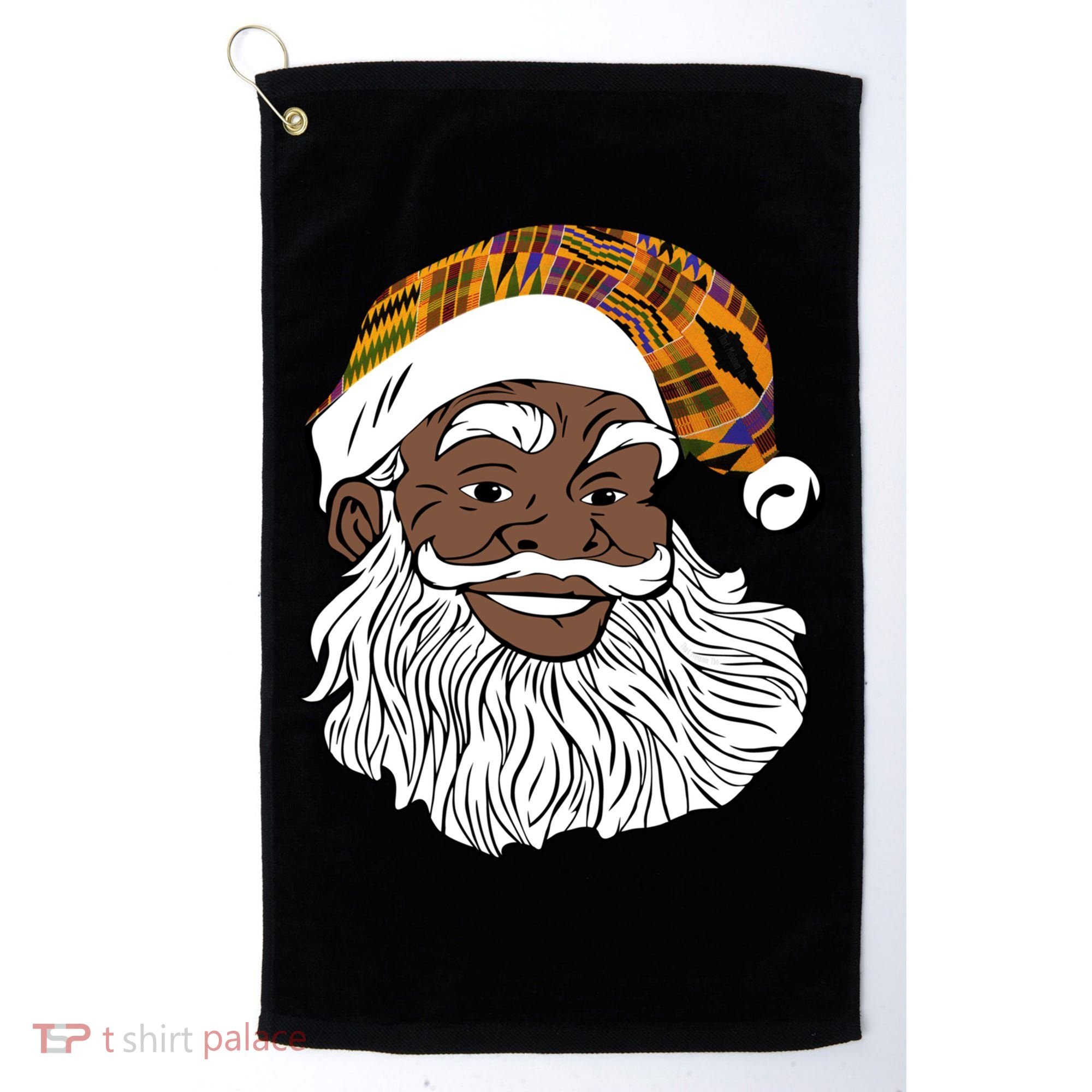 Black Jolly Santa African American Santa Kente Gift Golf Towel