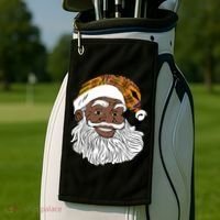 Black Jolly Santa African American Santa Kente Gift Golf Towel thumb 2